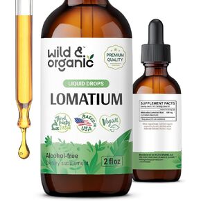 Lomatium Root Tincture - Organic Lomatium Dissectum Liquid Drops - Vegan, Alcohol Free Supplement - 2 fl oz