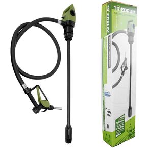 TERA PUMP Electric Drum Barrel Siphon for 55 Gallon Drums with Corrugated P.E. Discharge Hose with Easy Squeeze Nozzle (7.6 Gallon/Min)