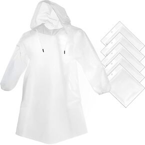 Cosowe Rain Ponchos Disposable for Adults Women, Clear Family Pack Raincoats with Hood Sleeves for Disney Travel