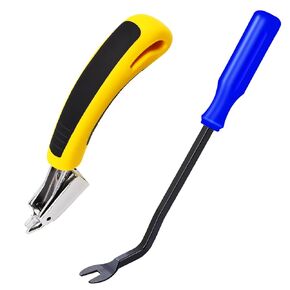2Pcs Heavy Duty Upholstery and Construction Staple Remover with Upholstery and Construction Staple Puller Tack Puller Tool, for Furniture, Floor,Photo,Carton Frame