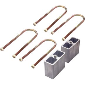 Universal Leaf Spring Lowering Block Kit, 3 Inch, 2-1/2" Wide, 5" Long, Zinc-Plated U-Bolts, Premium Steel Construction for Long-Lasting Finish
