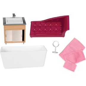 Lori – Living Room Set for Mini Dolls – Furniture for 6-inch Dolls – Dollhouse Accessories – Couch, Table, Rug, Plants – 3 Years + – Urban Living Room Set