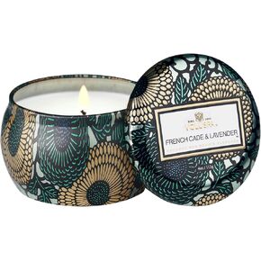 VOLUSPA Mini French Cade & Lavender Decorative Tin Candle 4.0 oz/ 113 g 1-Wick Candle