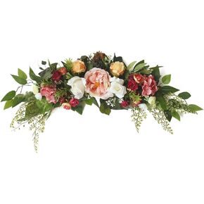30 Inch Artificial Rose Flower Swag, Colorful Decorative Swags with Green Leaves Rose Hydrangeas Eucalyptus Leaves for Home Garden Lintel Wedding Arch Party