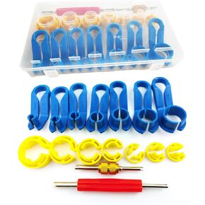 16 PCS Car Fuel Line Fixed Accessories for Repairing, Durable Vehicle AC Valve Core Quick Disconnect Tool, Universal Automotive Fuel Line Disconnect Clips for Truck SUV Car (Multicolored)