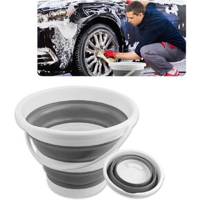 Collapsible Bucket for Car Wash Bucket[Frisbee Size],2.6 Gallon Multipurpose Car Wash Cleaning Bucket for Car Exterior Accessories Washing,The Most Convenient Bucket for Cleaning