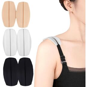 3 Pairs Silicone Bra Strap Cushions Holder Soft Silicone Bra Cushions Pads Non-Slip Shoulder Pads Protectors for Women Girls (White, Black and Skin)
