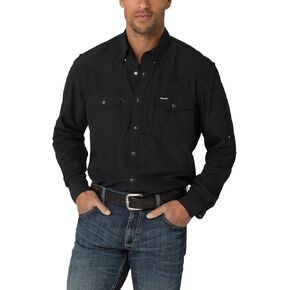 Wrangler Mens Performance Snap Long Sleeve Solid Shirt