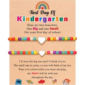 Back to School Gifts Colorful Matching Heart Bracelets Set for Mother and Daughter