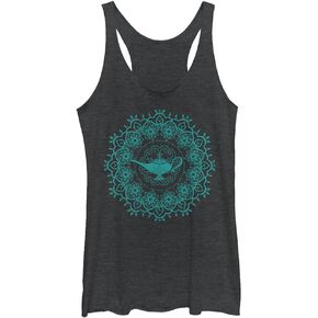 Disney Girls Princess Lamp Mandala-Teal Ink Tri-Blend Racerback Layering Tank