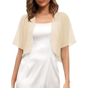 Missufe Women's Summer Short Sleeve Cropped Shrugs Sheer Lightweight Chiffon Bolero Cardigans