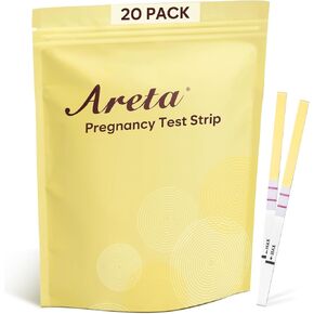 شرائط اختبار الحمل Areta: 20 عبوة من اختبارات hCG - مجموعة دقيقة للغاية للحصول على نتائج سريعة قبل غياب الدورة الشهرية