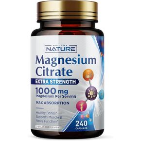 Magnesium Citrate 1000mg - Max Absorption & High Potency Magnesium Complex Supplement for Heart, Muscle, Nerve, Bone Health & Stress Relief - Non-GMO, Gluten-Free - 120 Vegan Capsules