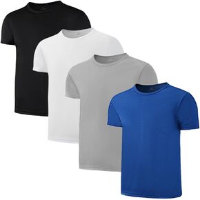 4 Pack Boys/Youth/Kids Dry-Fit Sports Tee Shirt Mesh Moisture Wicking Active Athletic T-Shirt(Age4-18Years)