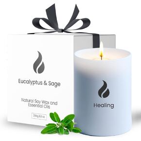 Naturix Scented Candles for Home - Sage & Eucalyptus Candle - Healing Candles - Non-Toxic Candle, 50 H Long Lasting, Essential Oil Soy Sage Candles, Natural Aromatherapy Candle Box Gift, 8.3oz