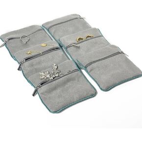 6pcs Padded Velvet Jewelry Pouch with Zipper Jewelry Purse Pouch Portable Storage Bag for Travel Women Jewelry Case Jewelry Organizer Pouch for Rings Bracelets Earrings Necklaces