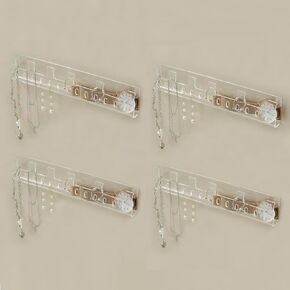 Necklace Organizer Jewelry storage Holder Bracelets Earrings Keys Organizer Hanger Self-Adhesive Wall Acrylic Cabinet Display Easy Hanging for Studs Dangling Bangle 4 Packs