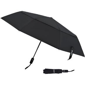 TradMall Travel Umbrella, 42/45 Inches Windproof Automatic Strong Compact Folding Umbrellas for Rain Double Vented Canopy for Women and Men