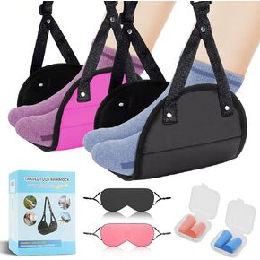 Airplane Foot Hammock, Portable Flight Leg Stool, Ideal for Long-Distance Travel, Essential Footrest for Comfortable Flying, Office Desk Foot Hammock, Comfortable Footrest for Airplane (2 Pack)