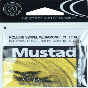 Mustad Diamond Eye Swivel Fishing Equipment (9 Pack), Size 6 Black