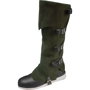 Pirate Boot Covers Medieval Renaissance Faux Leather Steampunk Boots Covers Tops with Studs,Pirate Cosplay Halloween Boot Covers Costume Accessories for Men Women Brown