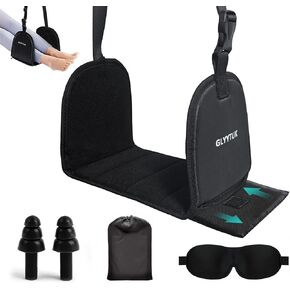 Airplane Foot Hammock,Memory Foam Office Footrests,Portable Desk Foot Hammock - Travel Essentials to Relax Your Feet - The Perfect Accessories Set for Long Flights(Black)