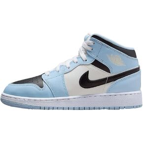 Jordan Big Kid's 1 Mid Ice Blue/Black-Sail-White (555112 401)