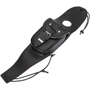 Universal Motorcycle Fuel Bag, PU Leather Fuel Chap Cover Panel with Pouch Bag Black