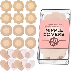 60 Pieces Pasties Nipple Covers - Disposable Nipple Covers, Nipple Covers No Show, Nipple Pasties Nipple Petals Beige
