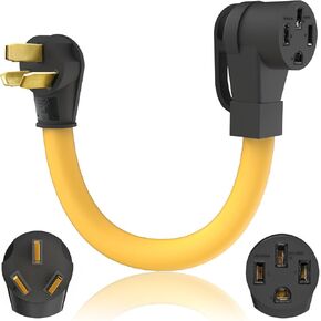 ETL Listed NEMA 10-50P to 14-50R 50 amp 3 Prong Dryer Plug EV Charger Adapter Heavy Duty 6 AWG Cord Compatible with Tesla Gen 2 Power Cord Adapter with Grip Handle 1 Foot