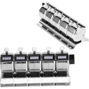 Metal Hand Tally Counter Handheld Mechanical Number Click Counters Manual Counter 4Digit 5 Units Stainless Steel Tally Number of People At Airport/Terminal Order/Factory Statistics