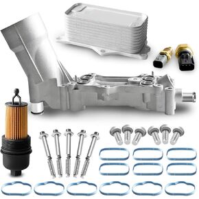 Upgraded Aluminum Engine Oil Cooler Assembly with Oil Filter Housing Compatible with Chrysler 200 300 Compatible with Dodge Avenger Wrangler Ram 1500 Promaster 3.6L V6 Replaces 926-876