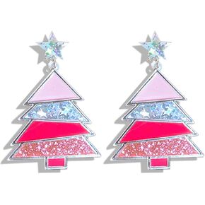 WCRAZYE Christmas Wood Earrings for Women Handmade Wooden Teardrop Dangle Earrings Christmas Xmas New Year Party Earrings Set Winter Holiday Jewelry Gift