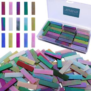 LITMIND 120 Pieces Assorted Colors Transparent Mosaic Glass Petals, Hand-Cut Stained Glass Mosaic Tiles for Crafts - Ideal for Mosaic Art and Décor