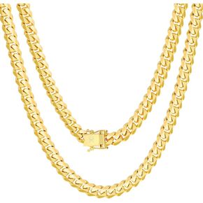 Nuragold 10k Yellow Gold 7mm Solid Miami Cuban Link Chain Necklace, Mens Jewelry Box Clasp 20" 22" 24" 26" 28" 30"