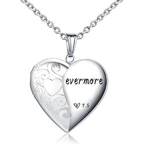 Love Heart Locket Necklace for Women Photo Locket Hold Pictures Jewelry Birthday Gifts