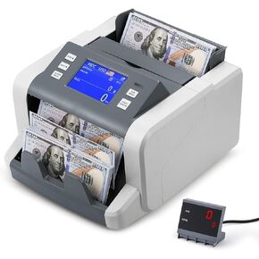 Commercial Money Counter Mixed Denomination with Value Count, Touch Screen with 5 Currencies Suitable, MT/UV/MG/IR Counterfeit Detection, 6 Modes Available with LCD Display, 1000 Bills/Min