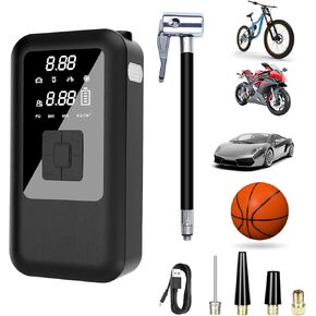 Car Tire Air Compressor Gauge Inflator Pump Portable Battery Powered Air Pressure 150psi 6000mAh Lighting Cordless, for Car, Motorcycle, Bike,Black