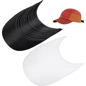 BENECREAT 20pcs 6.1x4.9inch Baseball Cap Visor Insert, White & Black Ball Cap Form Shaper Plastic Hat Brim Baseball Hat Shaper Bump Cap Insert for Craft Sewing Caps Supplies Making