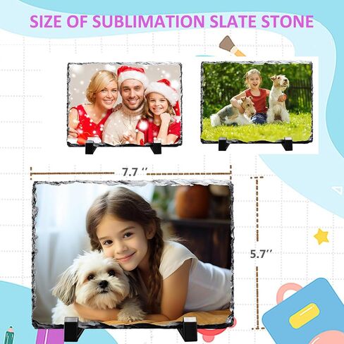 ألواح التسامي الفارغة، 6 عبوات من لوحة التسامي الفارغة مقاس 7.7 بوصة × 5.7 بوصة مع حامل عرض وورق تحرير قابل لإعادة الاستخدام للأطفال والعائلة والهدايا التذكارية للتخرج in Kuwait