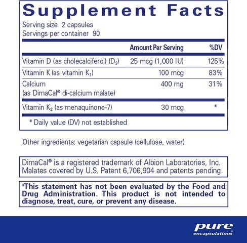 Pure Encapsulations Calcium K/D | Supplement for Bone Strength, Immune System, Colon, and Cardiovascular Health* | 60 Capsules in Saudi Arabia