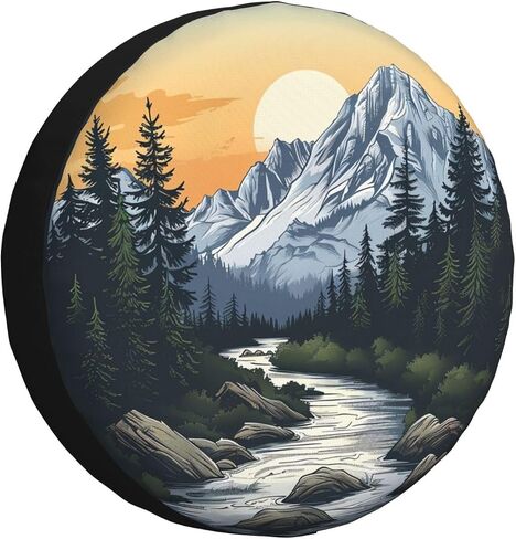 Spare Tire Cover Mountains Nature Sunset Scenery Wheel Covers Weatherproof Universal Wheel Protectors for Rv SUV Camper Travel Trailer 14 Inch in Saudi Arabia