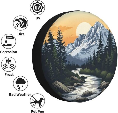 Spare Tire Cover Mountains Nature Sunset Scenery Wheel Covers Weatherproof Universal Wheel Protectors for Rv SUV Camper Travel Trailer 14 Inch in Saudi Arabia