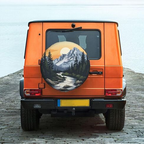 Spare Tire Cover Mountains Nature Sunset Scenery Wheel Covers Weatherproof Universal Wheel Protectors for Rv SUV Camper Travel Trailer 14 Inch in Saudi Arabia