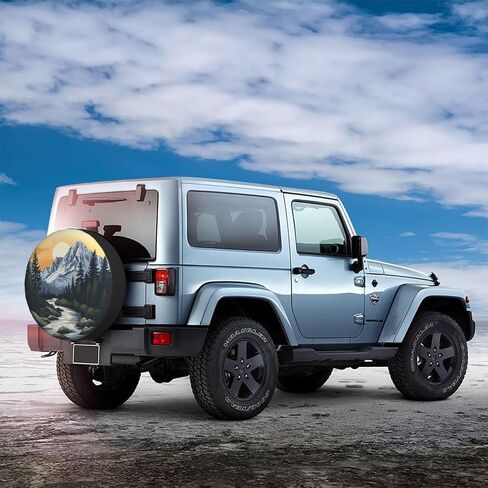Spare Tire Cover Mountains Nature Sunset Scenery Wheel Covers Weatherproof Universal Wheel Protectors for Rv SUV Camper Travel Trailer 14 Inch in Saudi Arabia