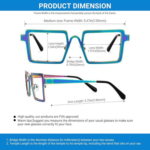 VOOGLAM Stylish Rectangle Blue Light Blocking Glasses for Women Anti UV Eyestrain Eyewear Cairbre in Saudi Arabia