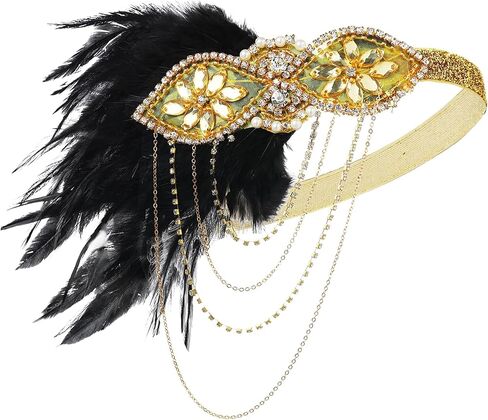 BABEYOND 1920s Accessories for Women - Flapper Headpiece Feather Great Gatsby Accessories for Women Pearl Necklace Gloves in Saudi Arabia