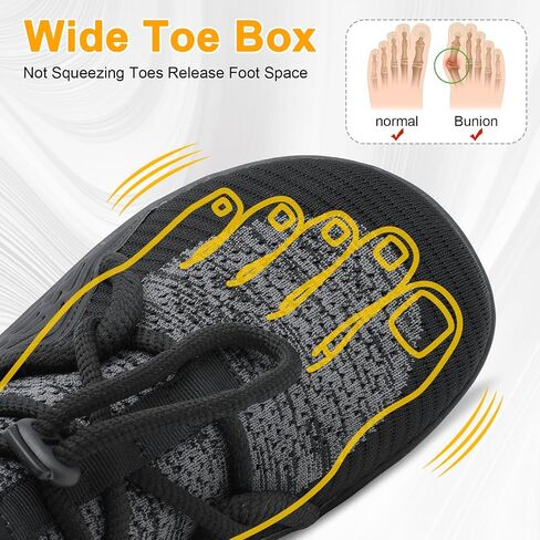 BARERUN Men's Walking Shoes Wide Diabetic Shoes Barefoot Running Lightweight Breathable Adjustable Arthritis Edema Neuropathy Workout Gym Tennis Office Cushioned Fashion Sneakers in Saudi Arabia