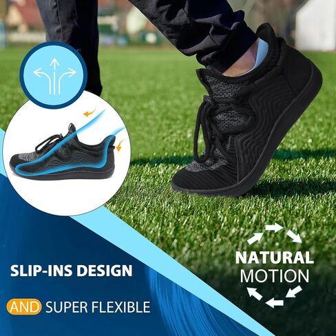 BARERUN Men's Walking Shoes Wide Diabetic Shoes Barefoot Running Lightweight Breathable Adjustable Arthritis Edema Neuropathy Workout Gym Tennis Office Cushioned Fashion Sneakers in Saudi Arabia