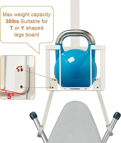 Over The Door/Wall Mount Ironing Board Hanger, Laundry Room Iron and Ironing Caddy Board Storage Holder, Black in Kuwait